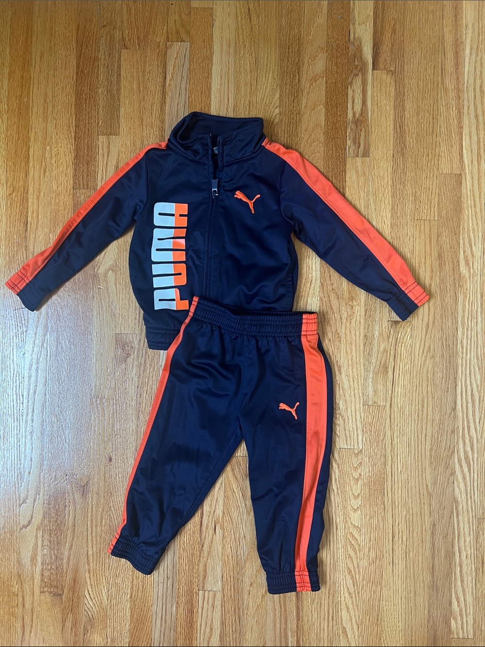 Puma Navy and Orange Kids Track Jacket & Pants
